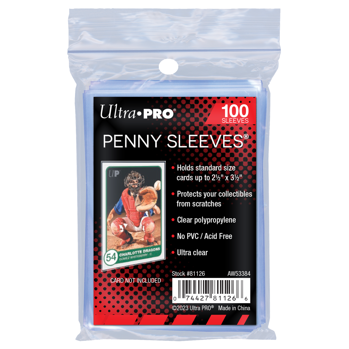 Close view of Ultra Pro Penny Sleeves - Soft Card Sleeves (100ct) packaging