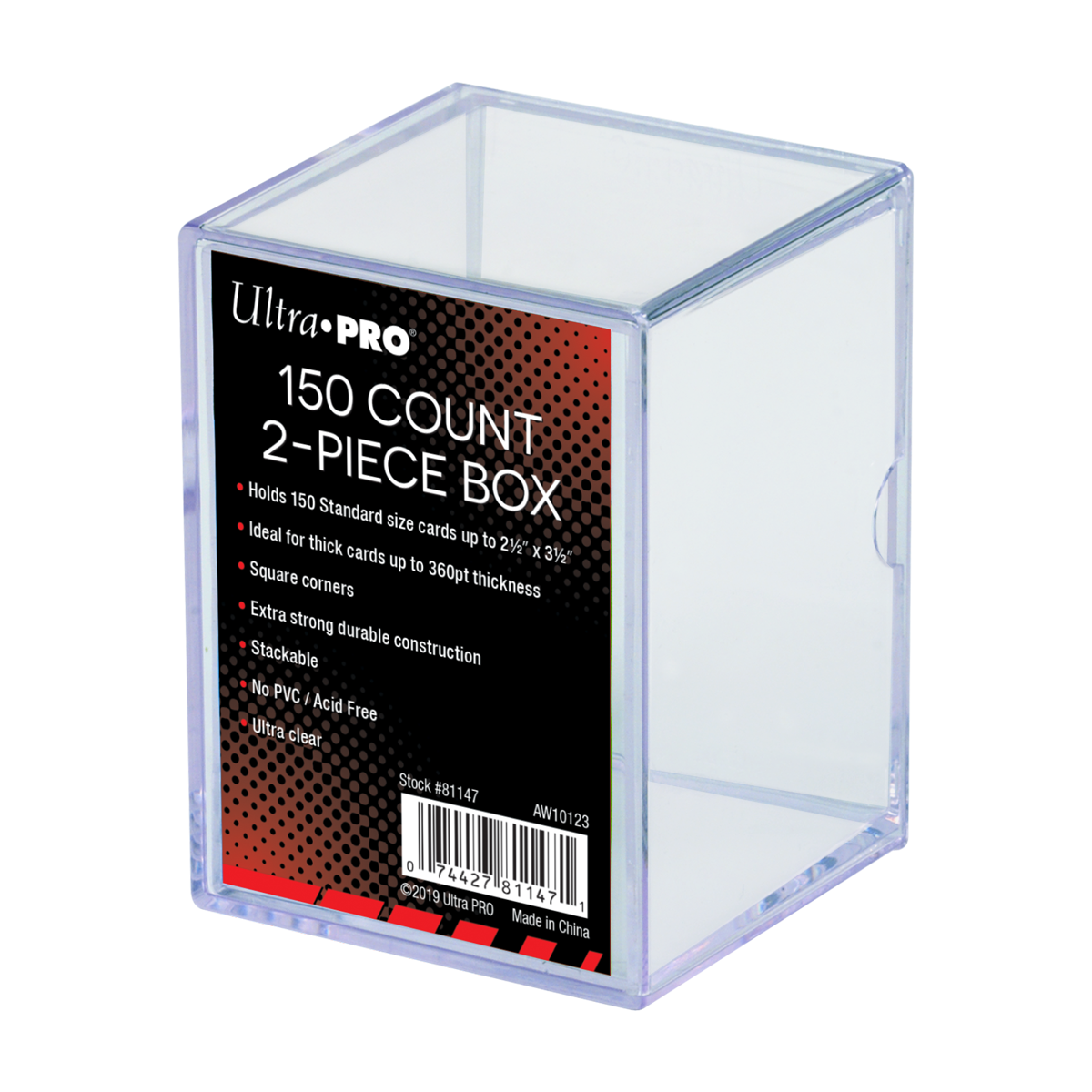 Close view of Ultra Pro 2-Piece Slide Box - 150ct packaging