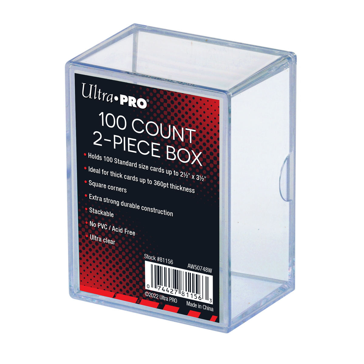Close view of Ultra Pro 2-Piece Slide Box - 100ct packaging