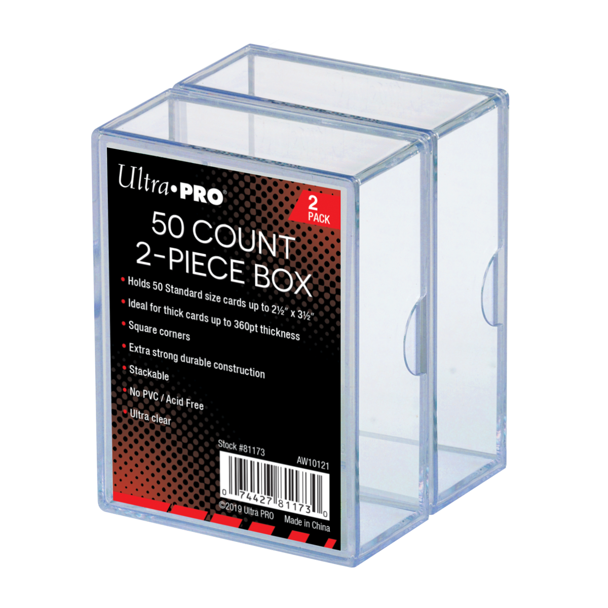 Close view of Ultra Pro 2-Piece Slide Box - 50ct (2-Pack) packaging