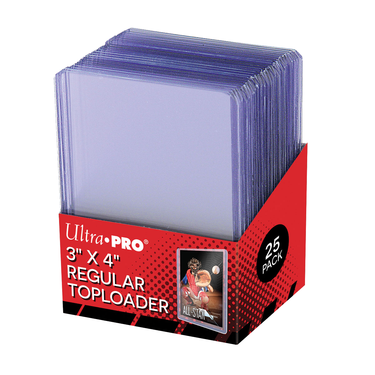 Close view of Ultra Pro 3x4 Regular Toploaders (25ct) packaging