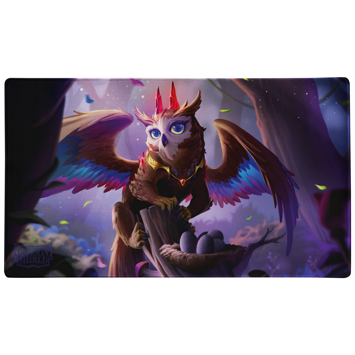 Close view of Dragon Shield Playmat - The Dragowlis packaging