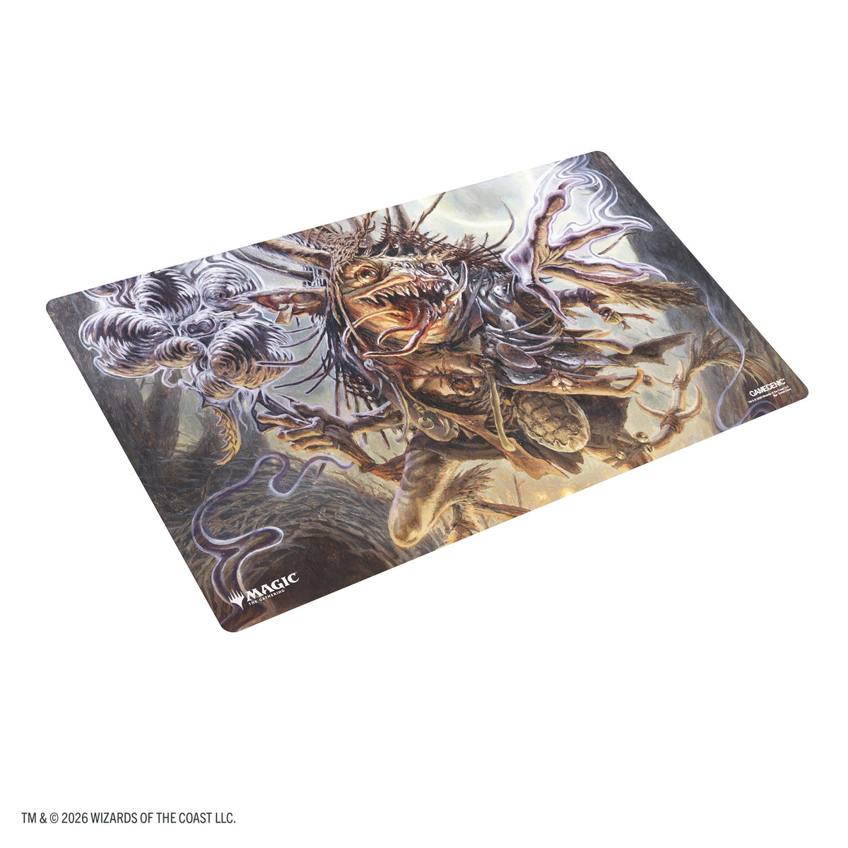 Close view of Gamegenic MTG Lorwyn Eclipsed Prime Playmat - Auntie Ool, Cursewretch packaging