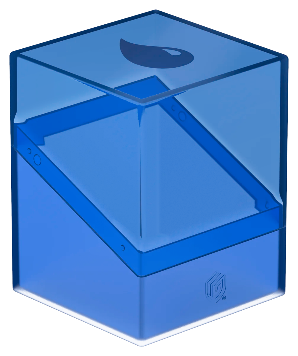Close view of Ultimate Guard Boulder 100+ Hybrid Deck Box - MTG Mana Edition: Island packaging